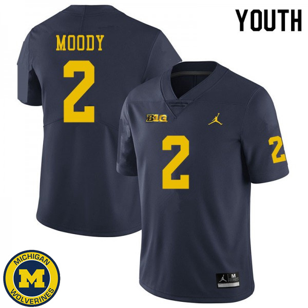 Youth Michigan Wolverines #2 Jake Moody Navy Stitched Football Jersey